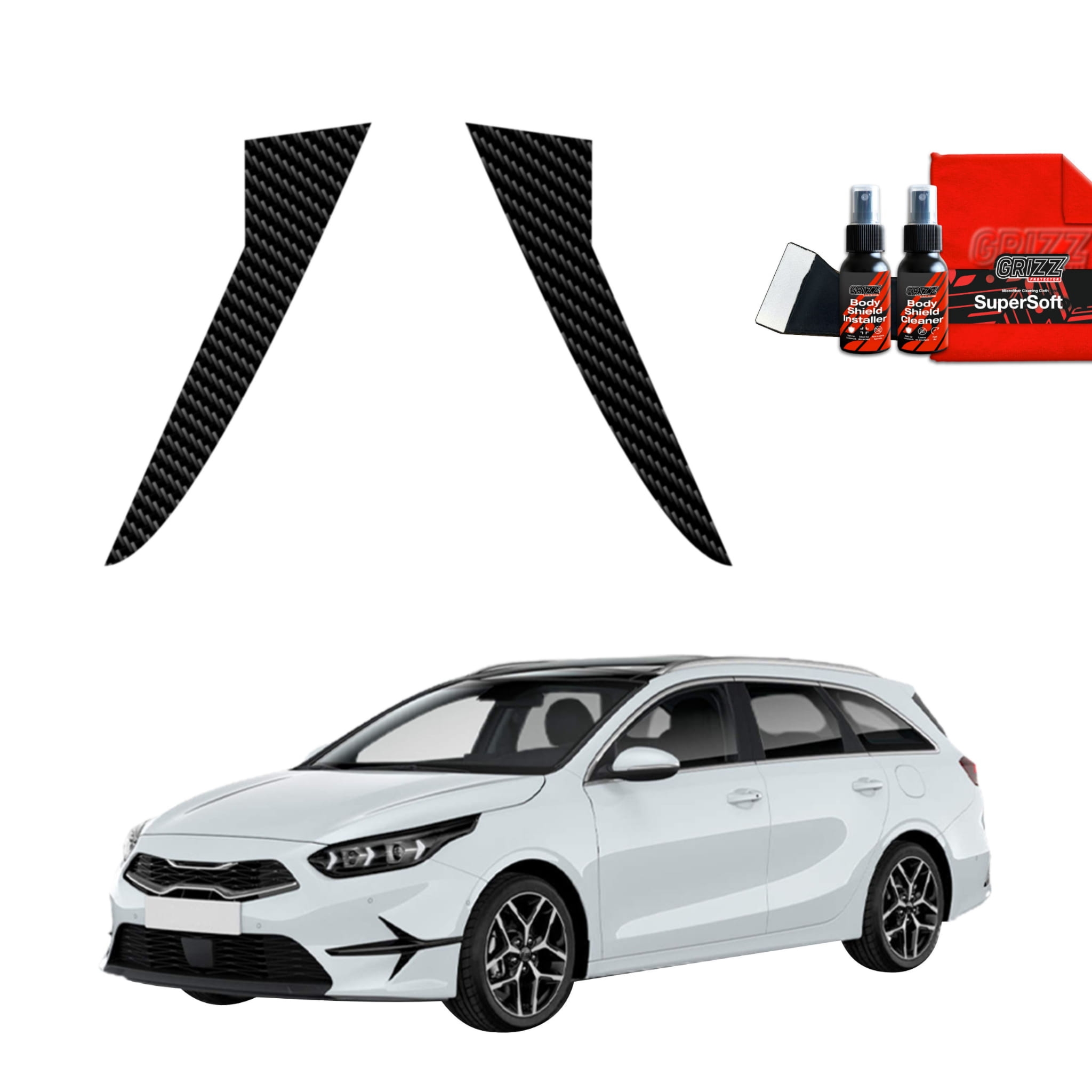 2w1 Folia karbonowa Grizz Protector na słupki do Kia Ceed SW Kombi (2021-2025)
