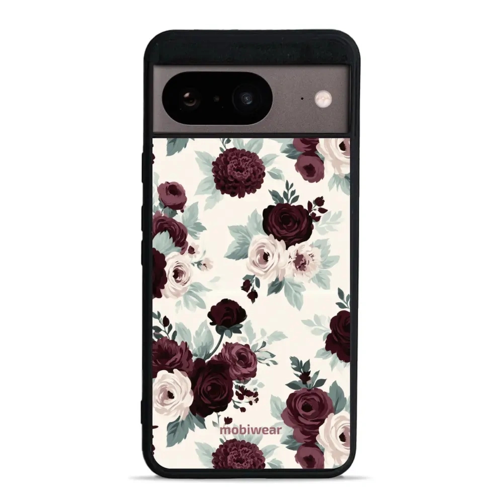 Etui ochronne do Google Pixel 8, Mobiwear Glossy Case, róże z szałwią na kremie