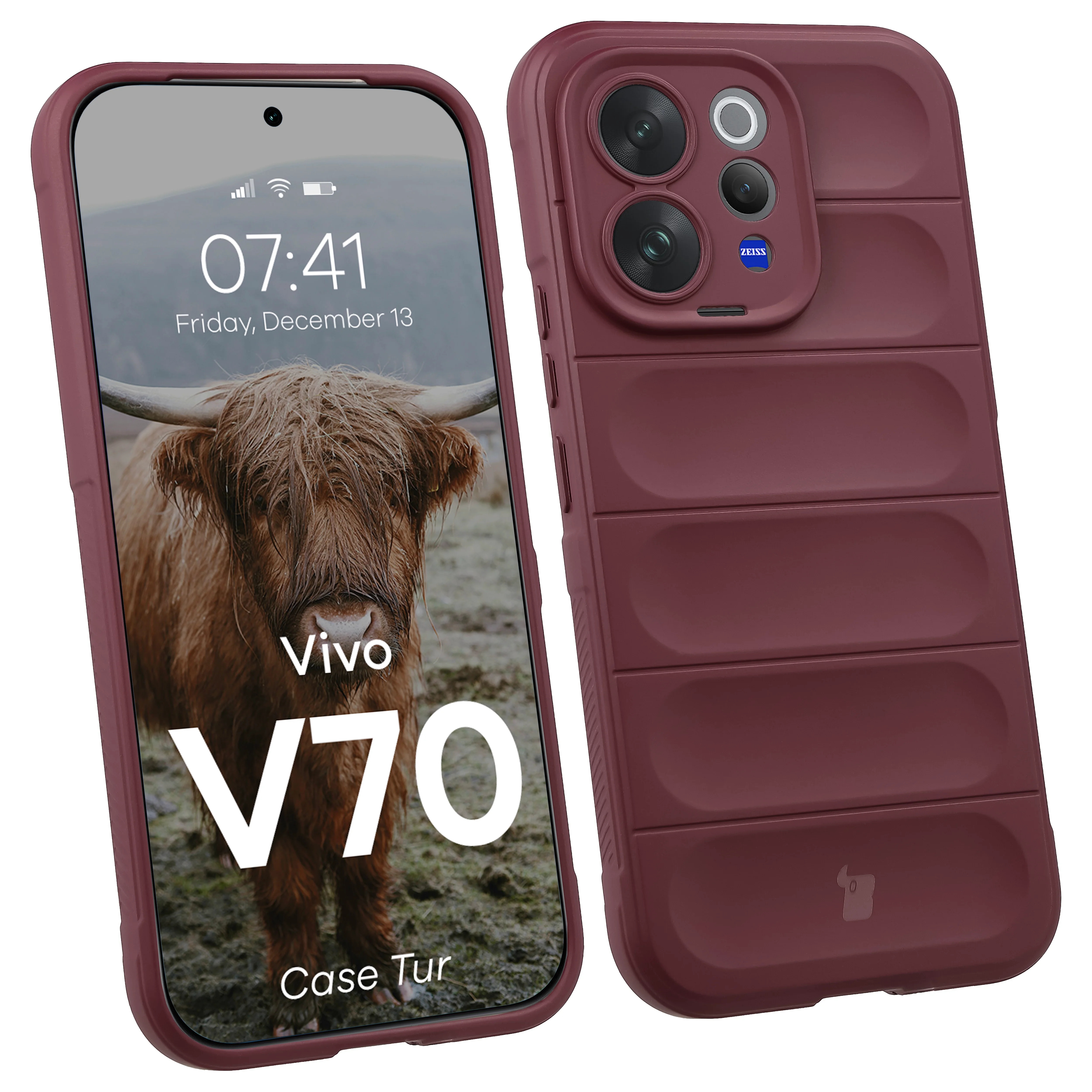 Pancerne etui Bizon Case Tur do Vivo V70 5G, burgundowe