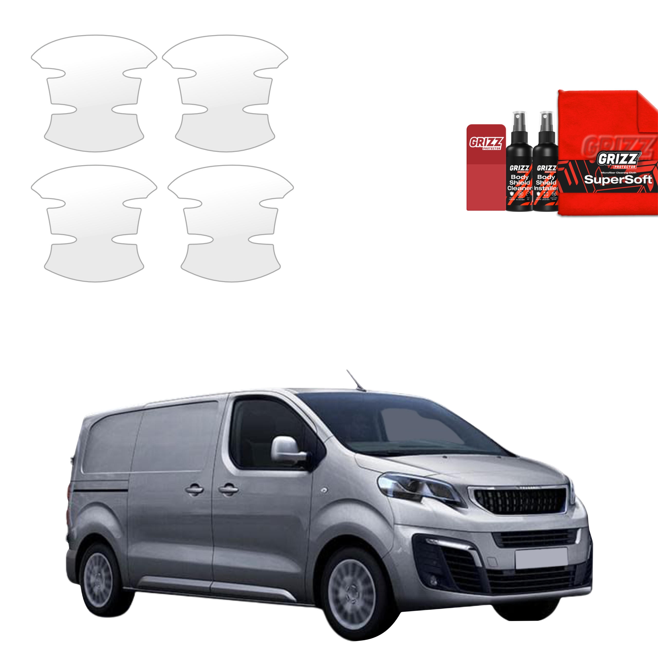 4w1 Bezbarwna folia ochronna Grizz Protector pod klamki Peugeot Expert (2024-2026)
