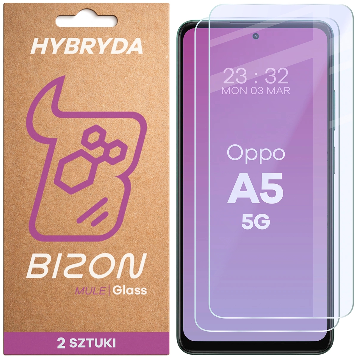 Elastyczne szkło hybrydowe Bizon Hybrid Mule Duo do Oppo A5 5G, 2 sztuki