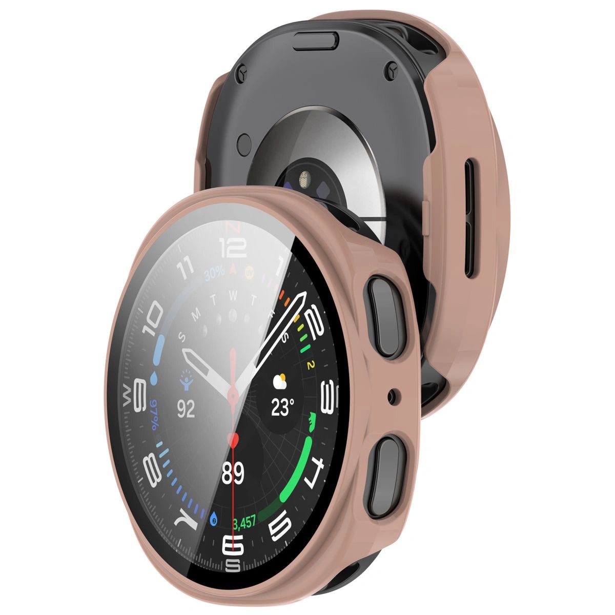 Etui ze szkłem do zegarka Bizon Case Watch Adamo do Galaxy Watch 8 40 mm, różowe
