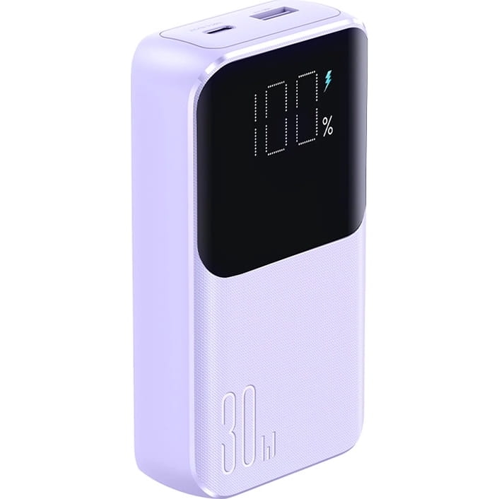 Image of Powerbank Joyroom JR-PBC07 20000mAh, 30W, 1x USB-A / 1x USB-C + kabel USB-C i Lightning, fioletowy