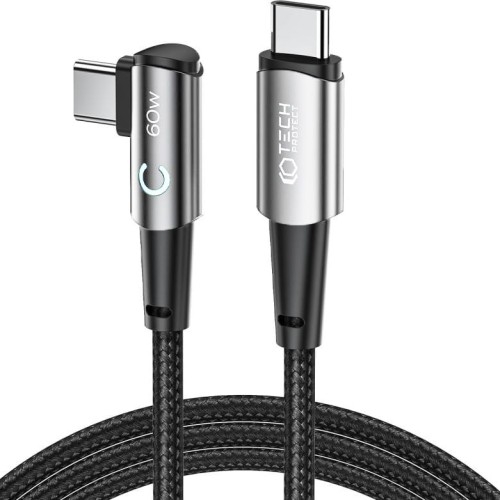 Image of Kabel kątowy Tech-Protect UltraBoost "L" USB-C do USB-C 60W/6A 2 m, czarno-szary
