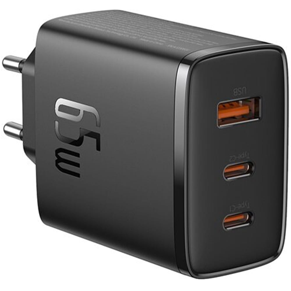 Image of Ładowarka sieciowa Baseus GaN5 Cube Pro, 2x USB-C / 1x USB-A 65W, PD, QC 3.0, czarna