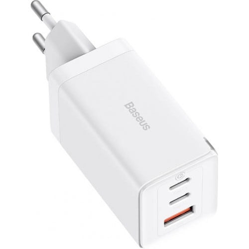 Image of Ładowarka sieciowa Baseus GaN5 Pro 2x USB-C, USB-A 65W + kabel, biała