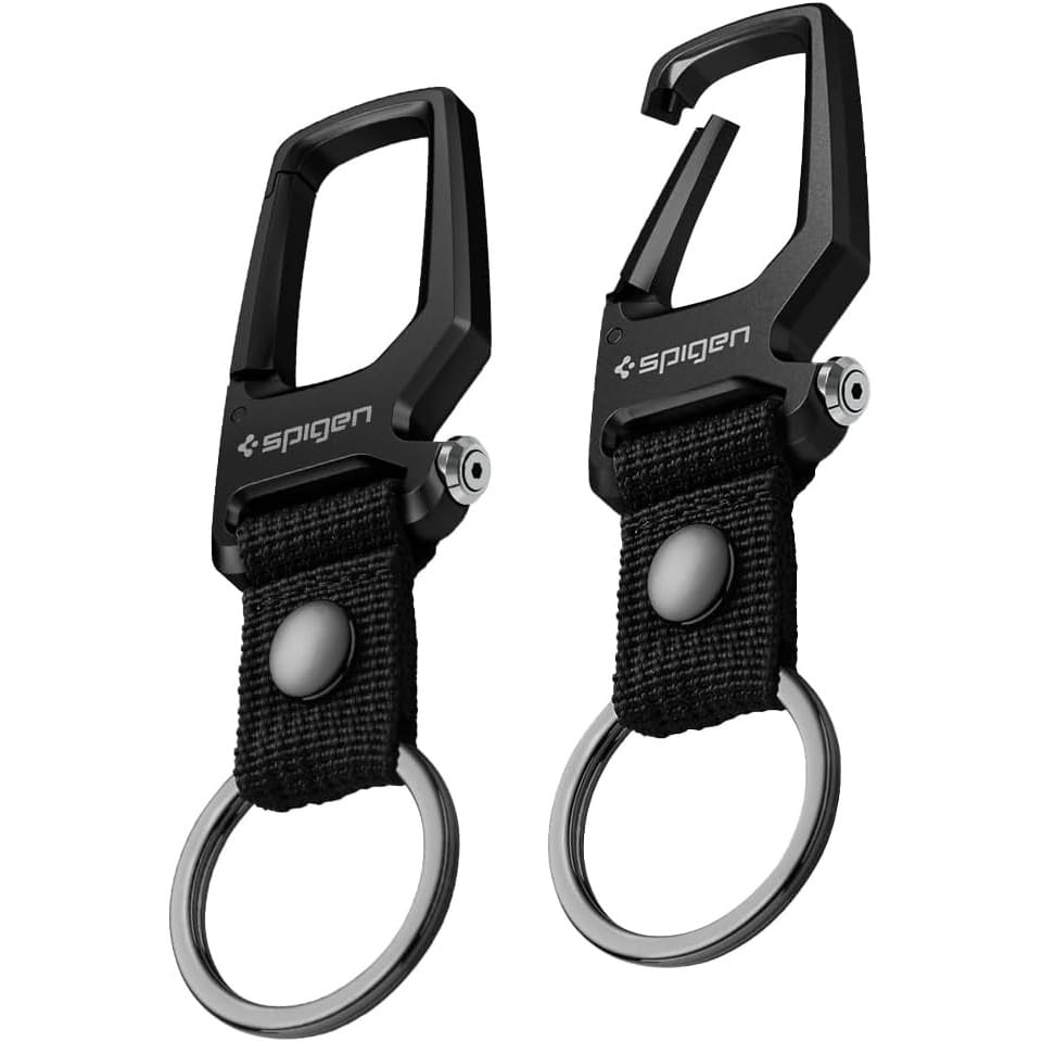 Image of Brelok do kluczy, Spigen Carabiner with KeyRing 2-Pack, z karabińczykiem i otwieraczem butelek, czarny