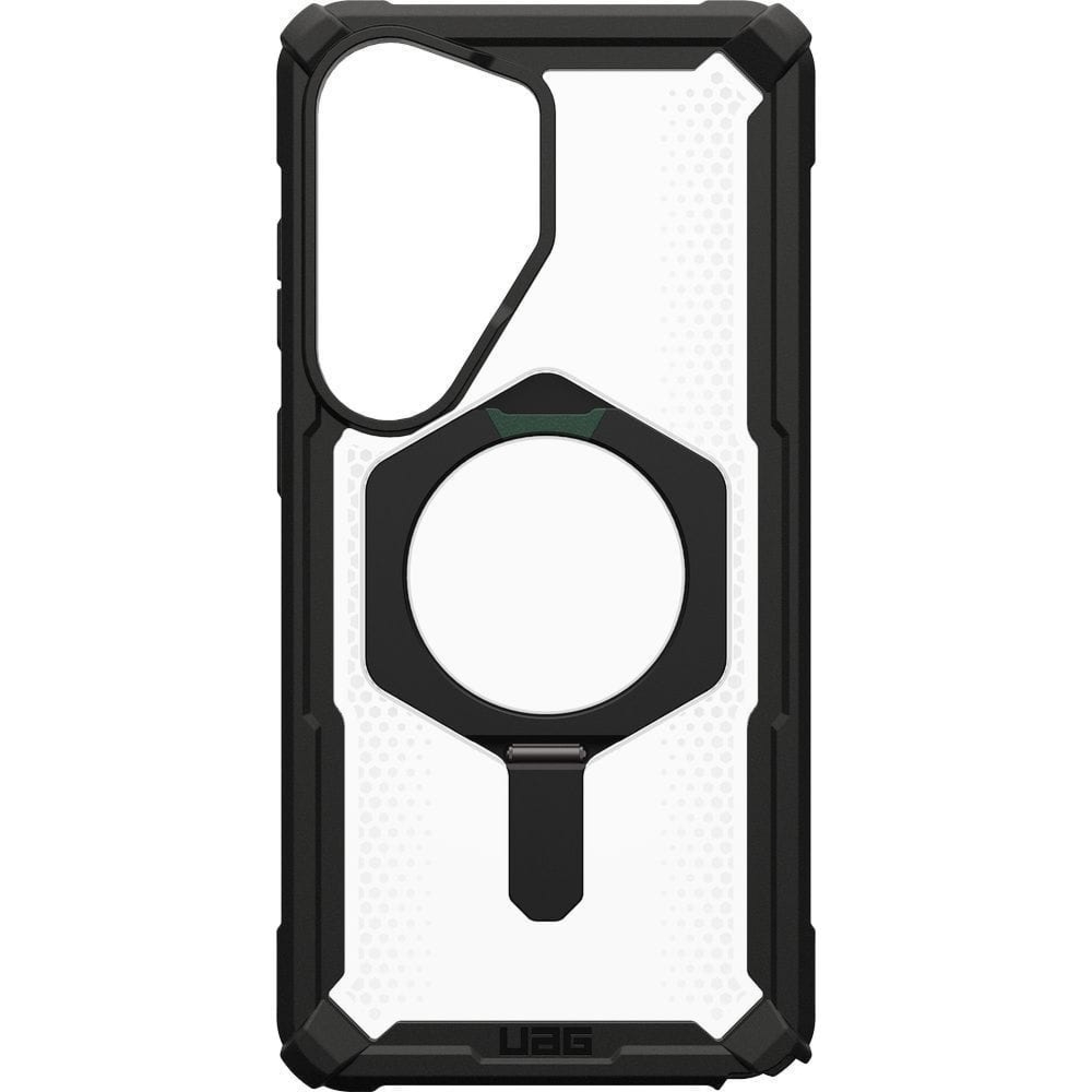 Etui pancerne Urban Armor Gear Plasma XTE Mag do MagSafe do Galaxy S26 Ultra, przezroczysto-czarne z zielonym elementem