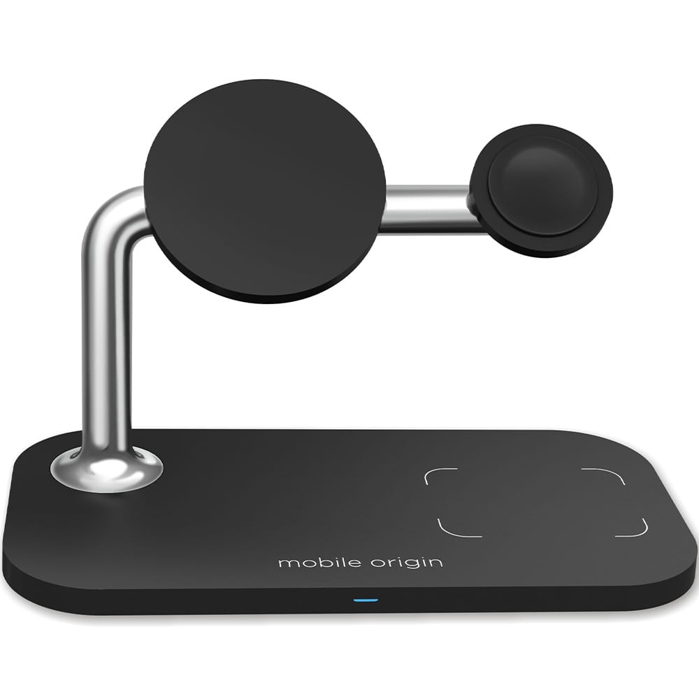Image of Ładowarka indukcyjna 3w1 Mobile Origin Wireless Charger 15W do iPhone/Apple Watch/AirPods, czarna