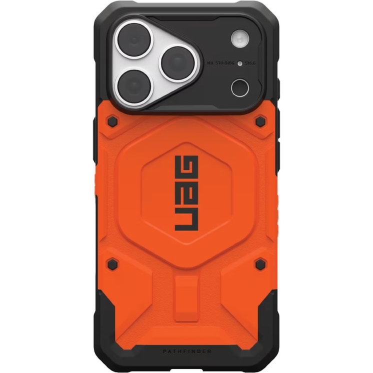 Etui pancerne UAG Pathfinder do MagSafe do iPhone 18 Pro / 17 Pro, pomarańczowa z czarnymi elementami