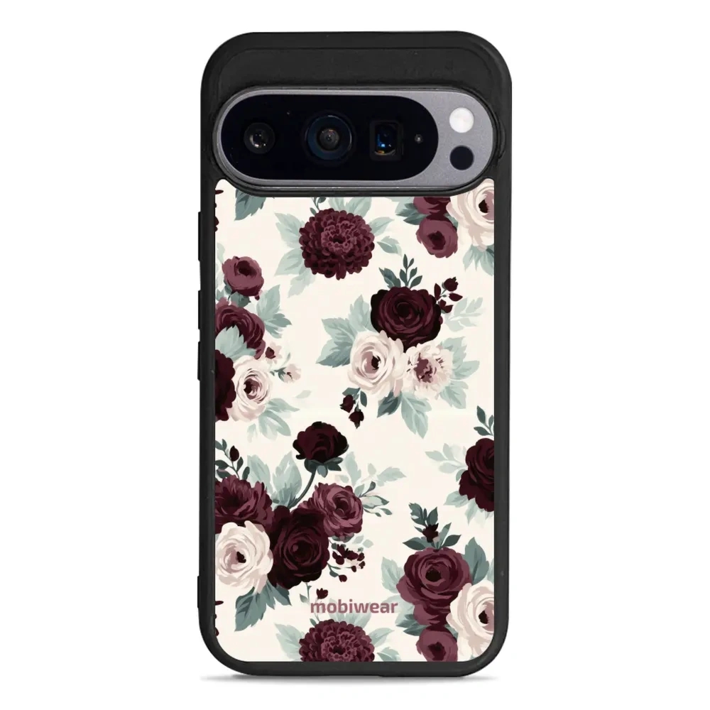 Etui ochronne do Google Pixel 9 Pro, Mobiwear Glossy Case, róże z szałwią na kremie