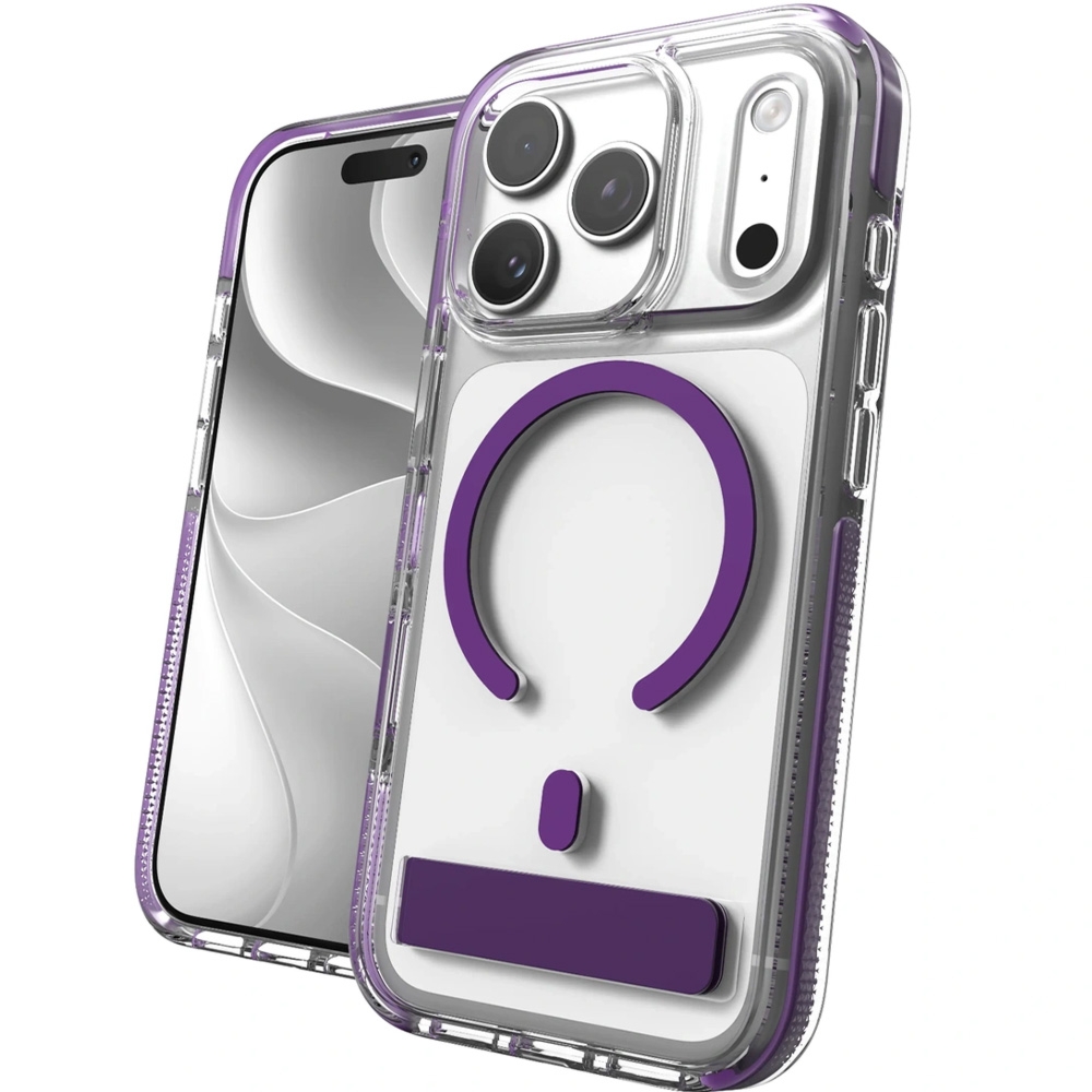 Etui ZAGG Santa Cruz Snap Kickstand do MagSafe do iPhone 18 Pro Max / 17 Pro Max, przezroczysto-fioletowe