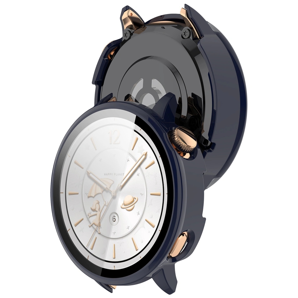 Etui ze szkłem do zegarka Bizon Case Watch Adamo do OnePlus Watch 3 43 mm,  niebieskie