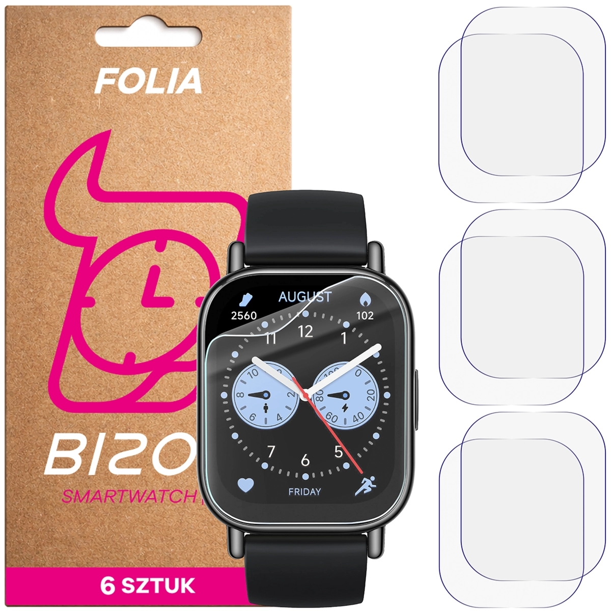 Folia ochronna na ekran zegarka Bizon Watch Film HydroFlex do Xiaomi Redmi Watch 5 Lite, 6 sztuk