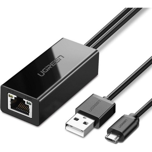 Image of Zewnętrzna karta sieciowa Ugreen micro USB 100Mbps do Chromecast, 1m, czarna