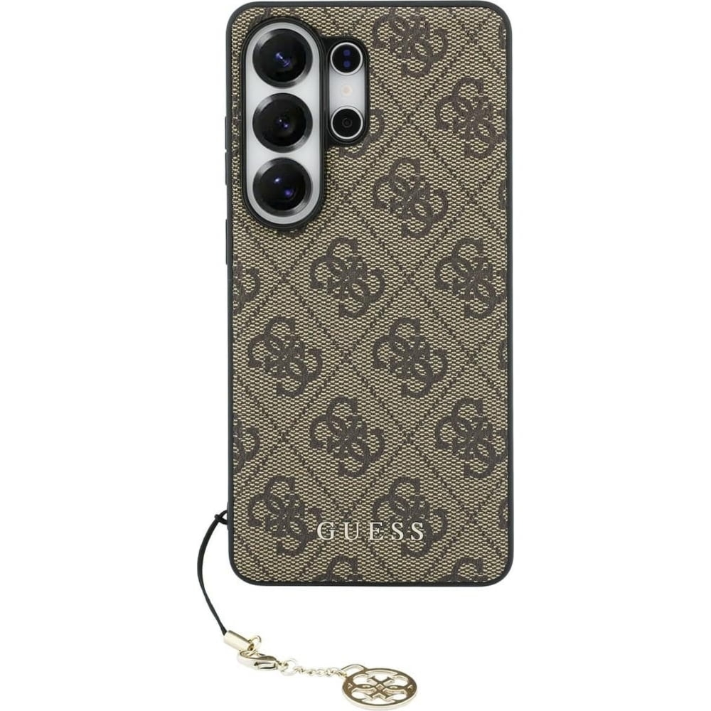 Etui Guess Charms Collection MagSafe Classic Logo with Charm do Galaxy S26 Ultra, brązowe ze złotą zawieszką