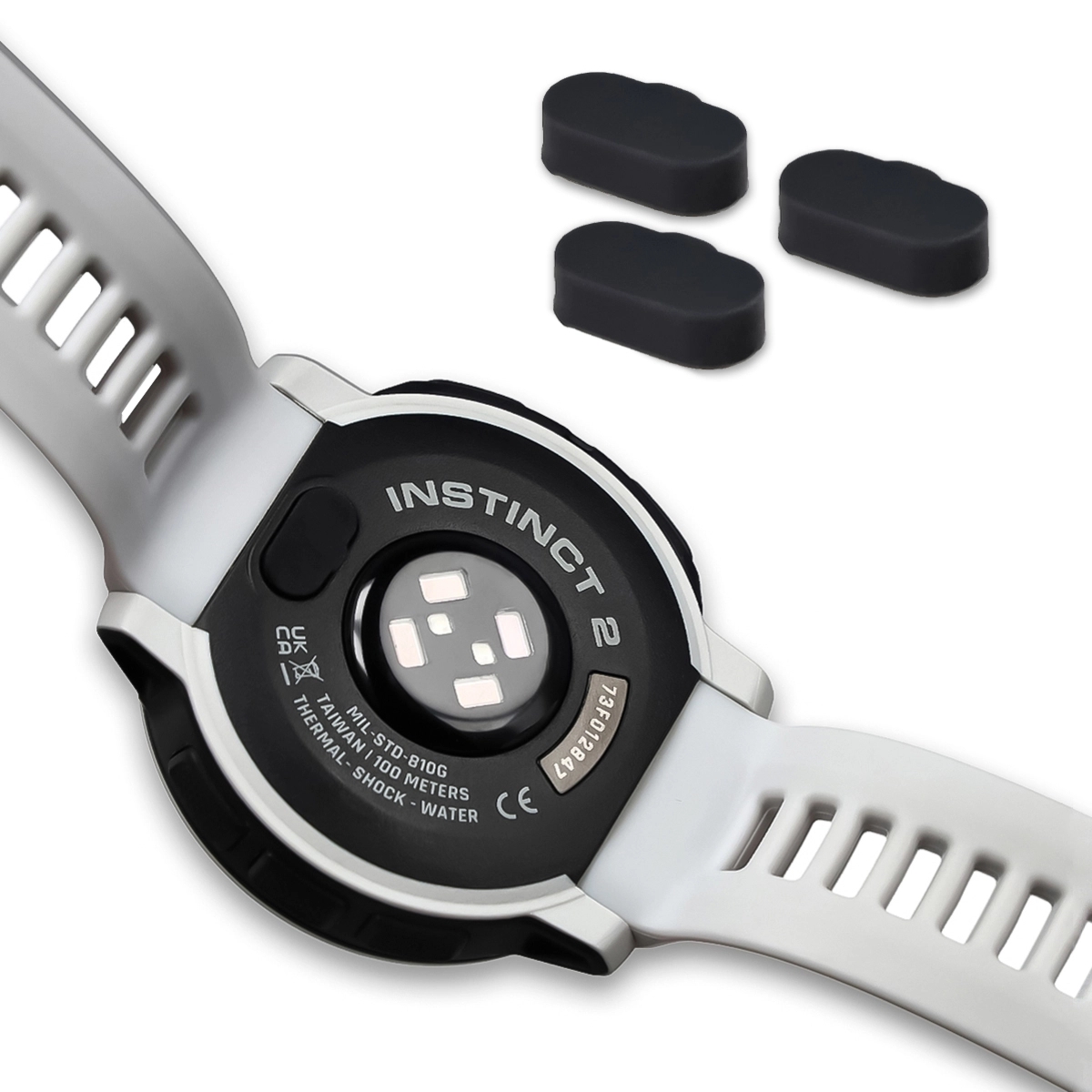 Zatyczka do portu ładowania Bizon Accessories Dust Plug dla zegarków Garmin, czarna, 3 sztuki