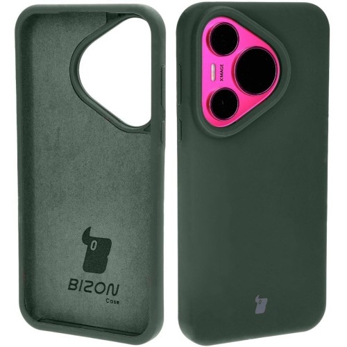 Image of Silikonowe etui Bizon Soft Case do Huawei Pura 70, ciemnozielone