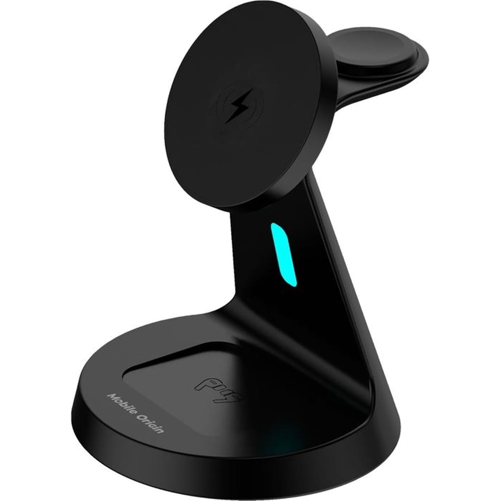 Image of Ładowarka indukcyjna Mobile Origin 3in1 Wireless Magnetic Stand PW9, 15W + kabel USB-A / USB-C, czarna