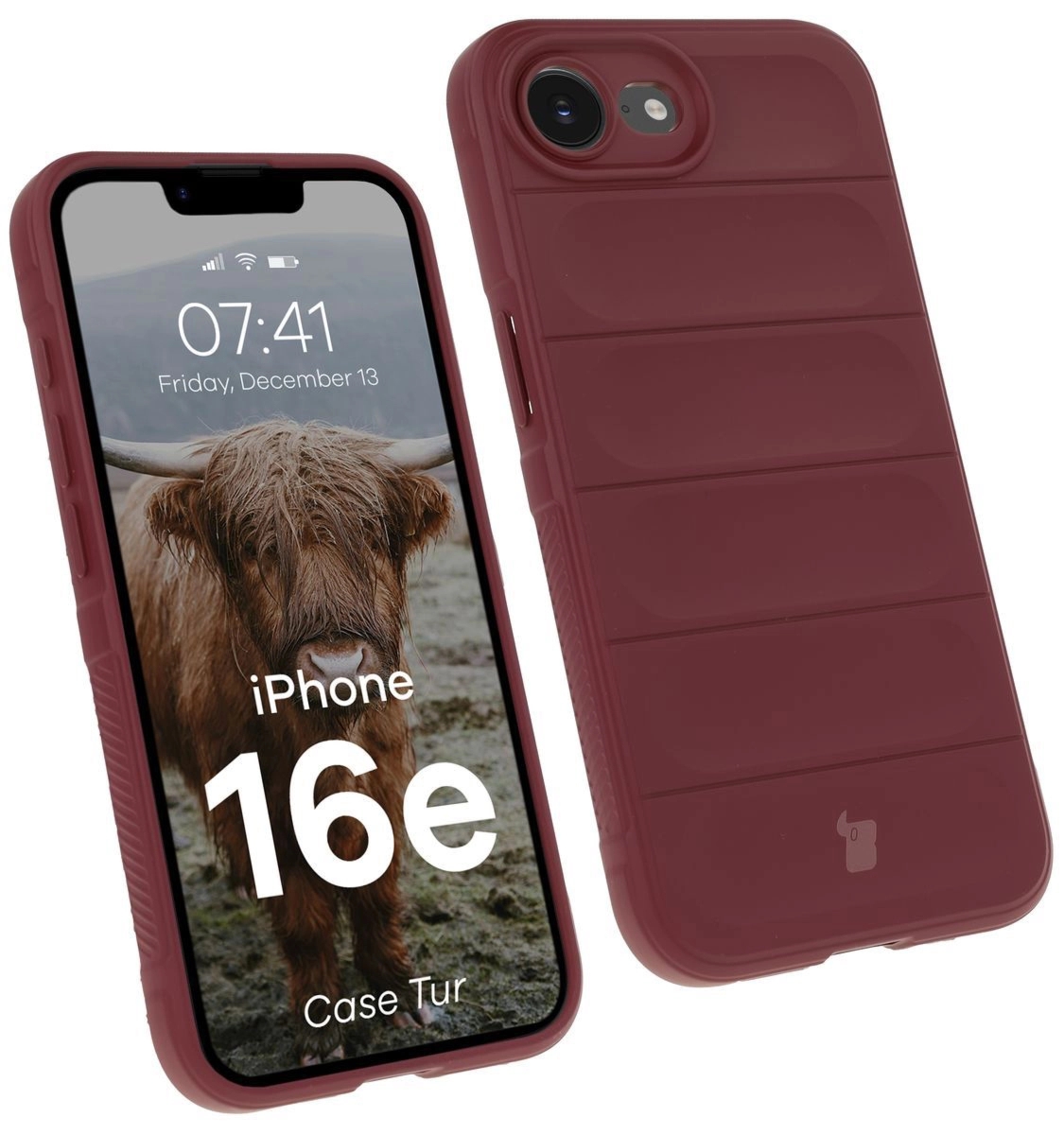 Pancerne etui Bizon Case Tur do iPhone 17e / 16e, burgundowe