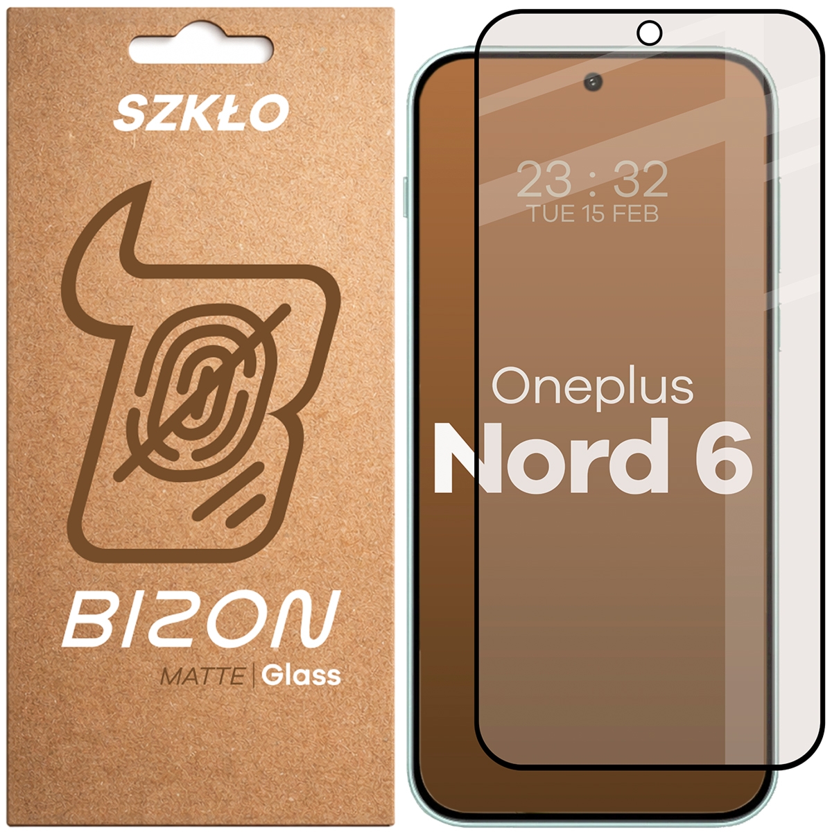 Matowe szkło hartowane Bizon Glass Matte do OnePlus Nord 6, czarna ramka