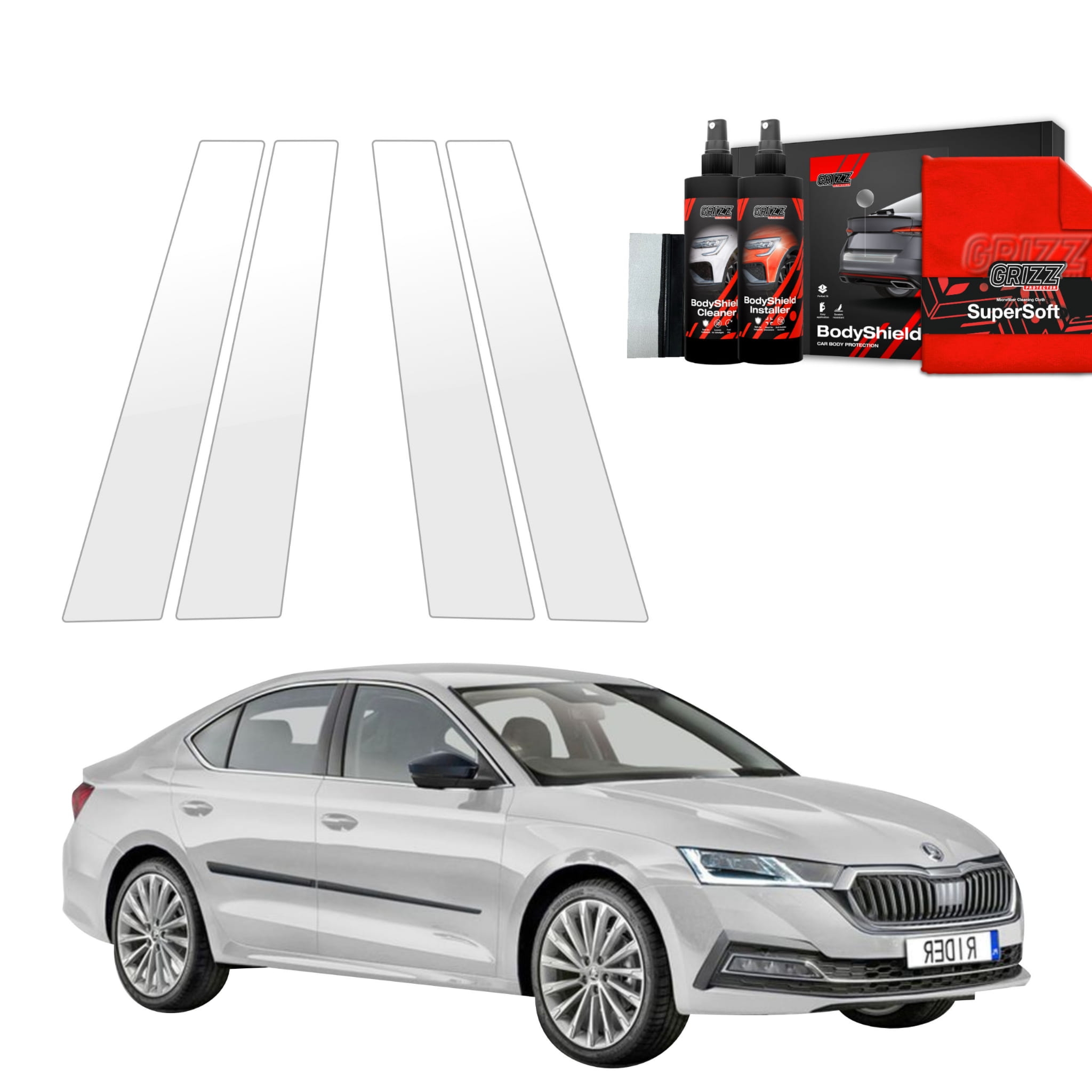 4w1 Folia ochronna na słupki Grizz Protector do Skoda Octavia 4 Hatchback (2019-2024)