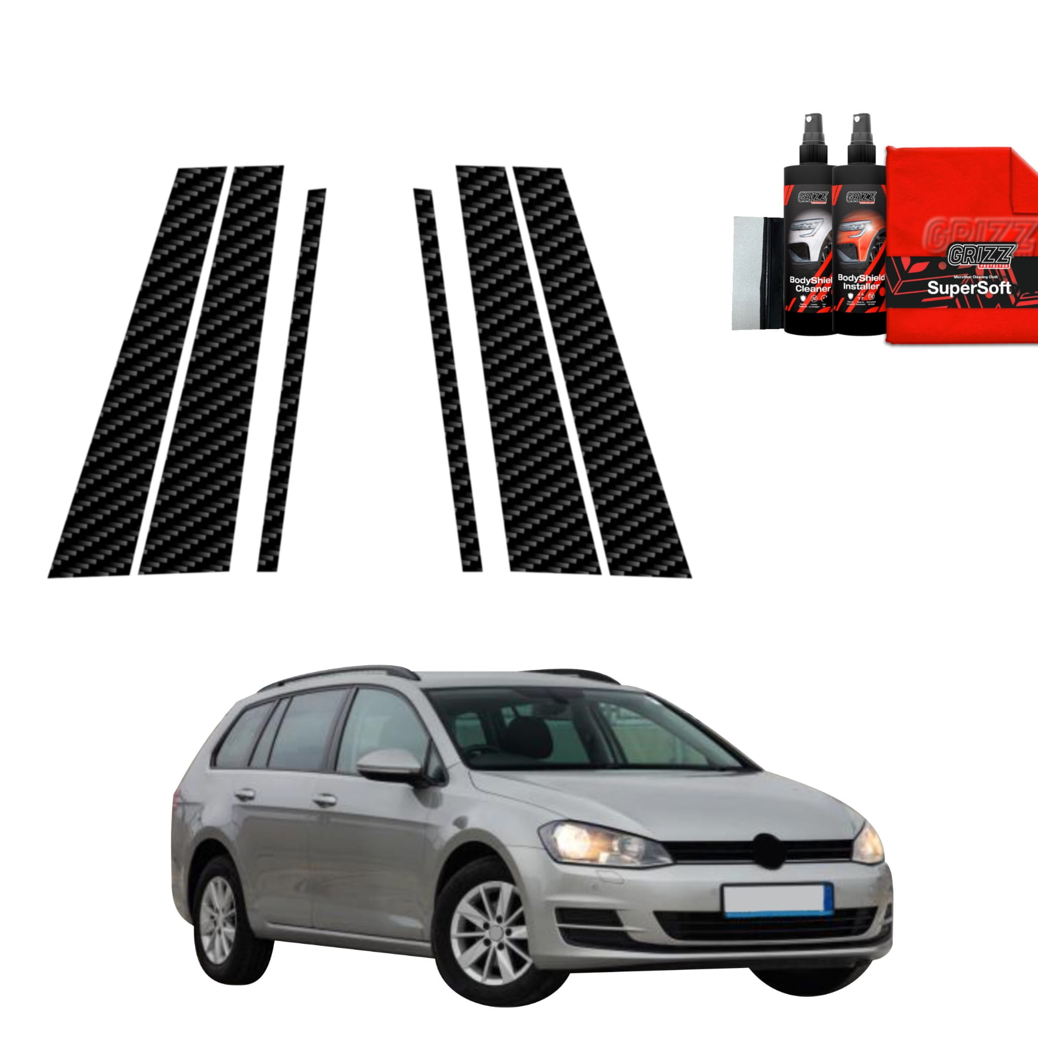6w1 Folia karbonowa Grizz Protector na słupki do Volkswagen Golf 7 Variant (2013-2020)