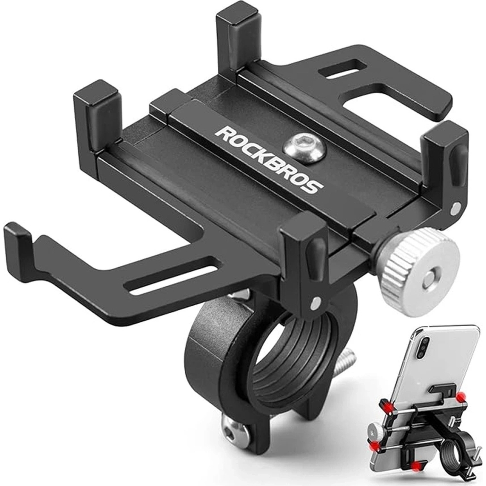 Uchwyt rowerowy Rockbros 699-BK do telefonów o szer. 55 do 100 mm / na kierownicę Ø 22 do 31.8 mm, czarny