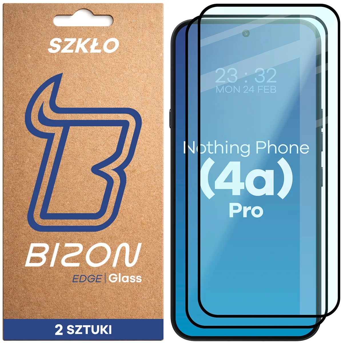 Szkło hartowane Bizon Glass Edge Duo do Nothing Phone (4a) Pro, czarna ramka, 2 sztuki