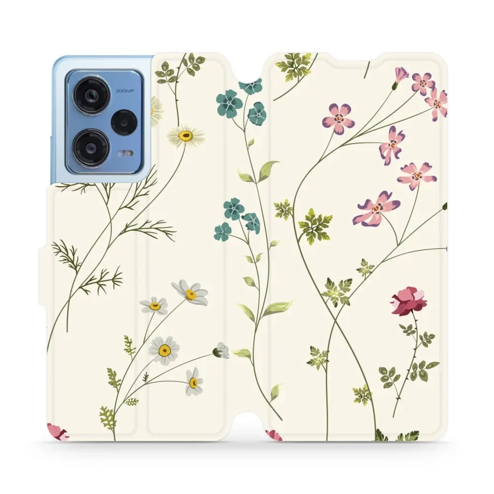 Etui z klapką do Xiaomi Redmi Note 12 Pro+ 5G, Mobiwear Book, polne kwiaty