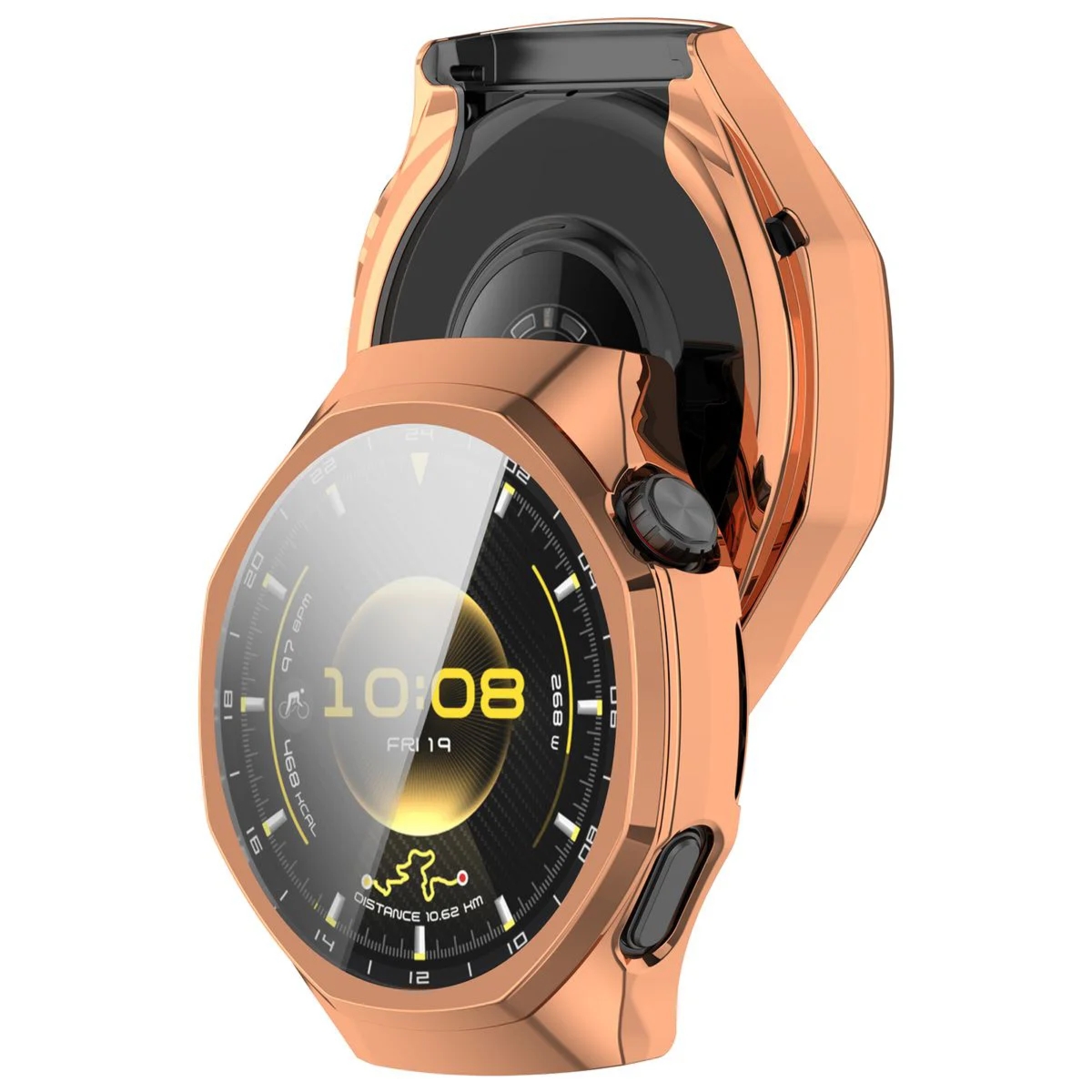 Etui z osłoną ekranu Bizon Case Watch Felipe do Huawei Watch GT 7 Pro 46 mm, różowozłote