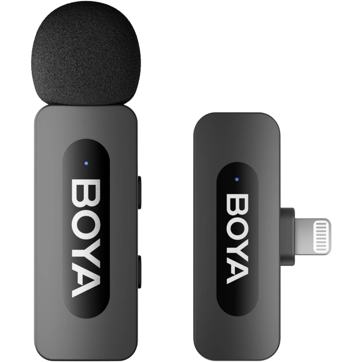 OUTLET: Mikrofon bezprzewodowy do iPhone’a z Lightning, BOYA BY-V1 V2.0, 2.4 GHz, czarne