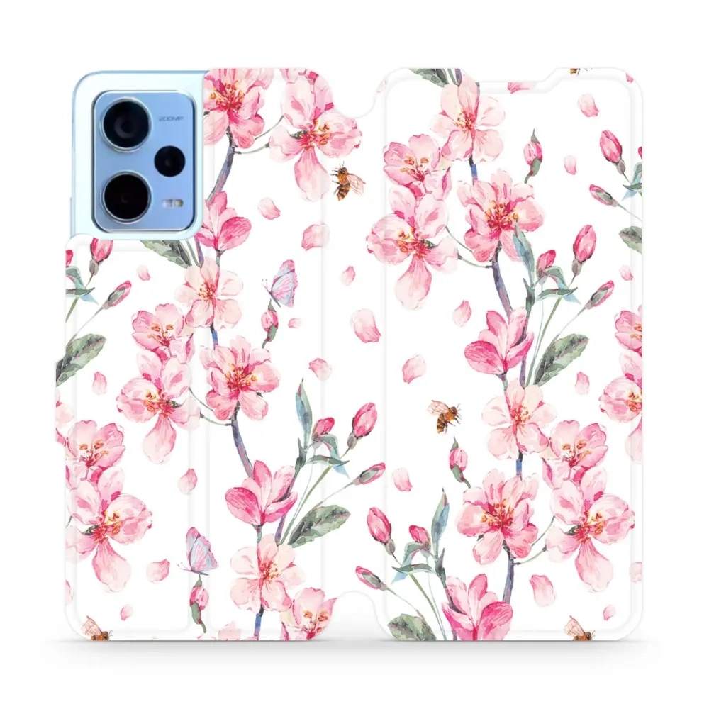Etui z klapką do Xiaomi Redmi Note 12 5G, Mobiwear Book, różowa wiosna