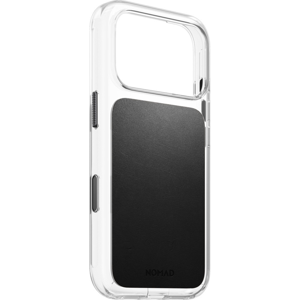 Etui z naturalnej skóry Nomad Clear Leather Case Horween Series do MagSafe do iPhone 18 Pro / 17 Pro, przezroczysto-czarne