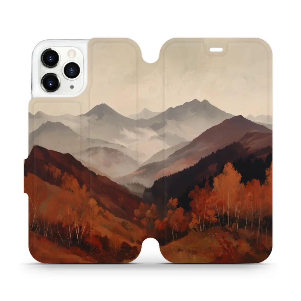 Etui z klapką do iPhone 11 Pro, Mobiwear Book, mglista dolina w górach