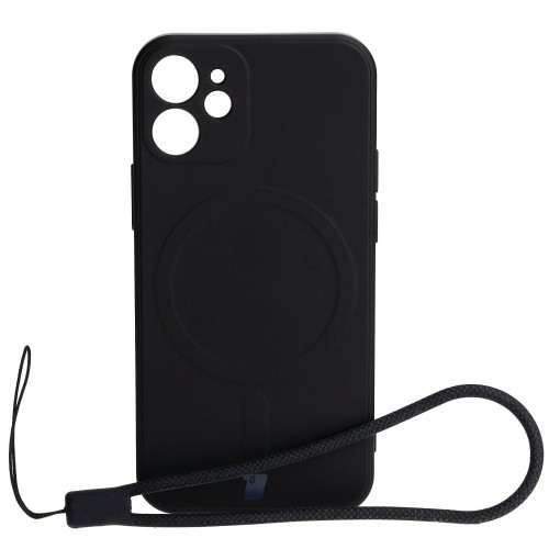 Image of Etui Bizon Case Silicone MagSafe Sq do Apple iPhone 12 Mini, czarne