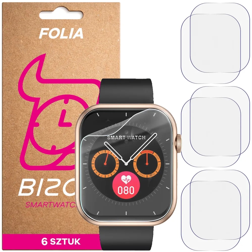 Folia ochronna na ekran zegarka Bizon Watch Film HydroFlex do JG Smart QX7 Pro, 6 sztuk
