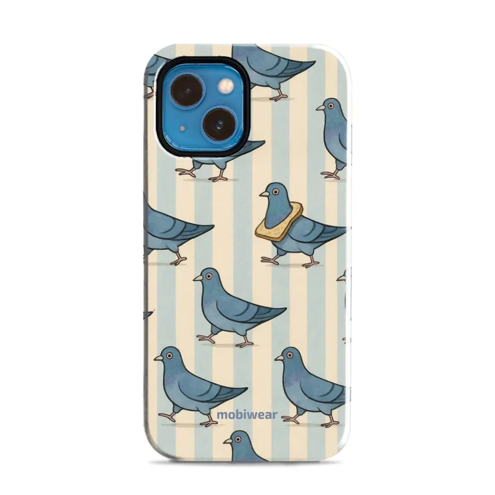 Etui ochronne do iPhone 13 Mini, Mobiwear Elite Pro, błękitne gołębie