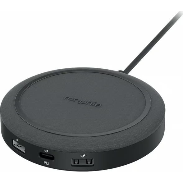 Image of Ładowarka indukcyjna, hub ładujący 4w1, Mophie Qi 10W, USB-C/USB-A 20W, czarna