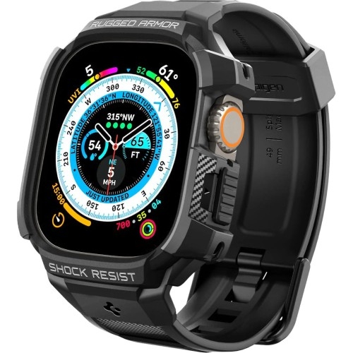 Image of Etui z paskiem Spigen Rugged Armor Pro do Apple Watch Ultra 2/1 49 mm, czarno-czarne