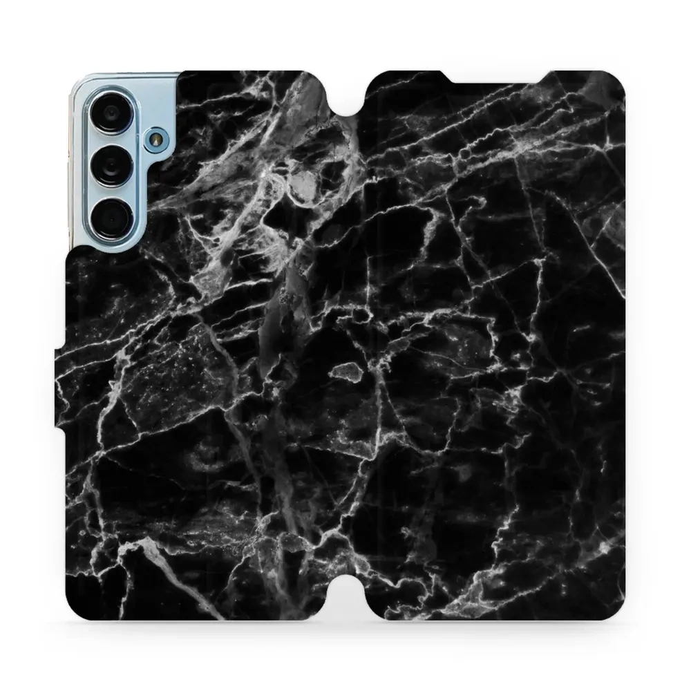 Etui z klapką do Galaxy M55 5G, Mobiwear Book, czarny marmur