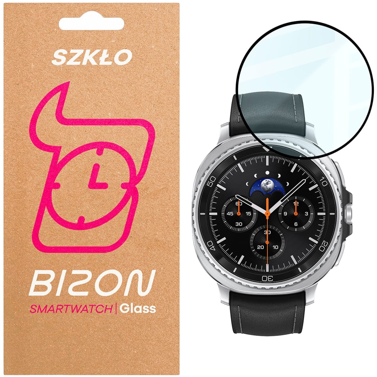 Szkło hybrydowe Bizon Watch Glass Edge Hybrid dla Galaxy Watch 8 Classic 46 mm, czarne