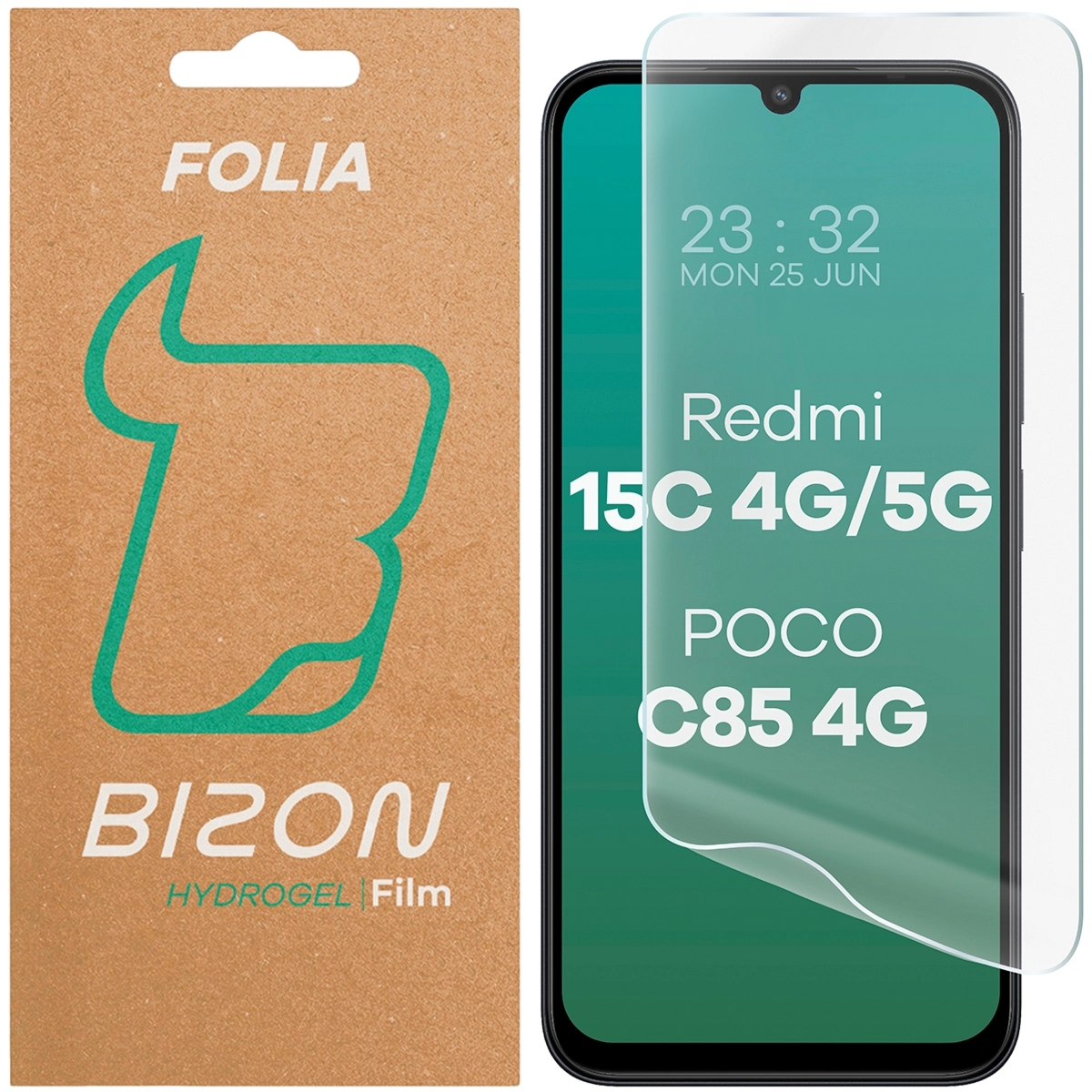 Folia hydrożelowa na ekran Bizon Film Hydrogel Front do Xiaomi Redmi 15C 4G / 5G / POCO C85 4G, 1 sztuka