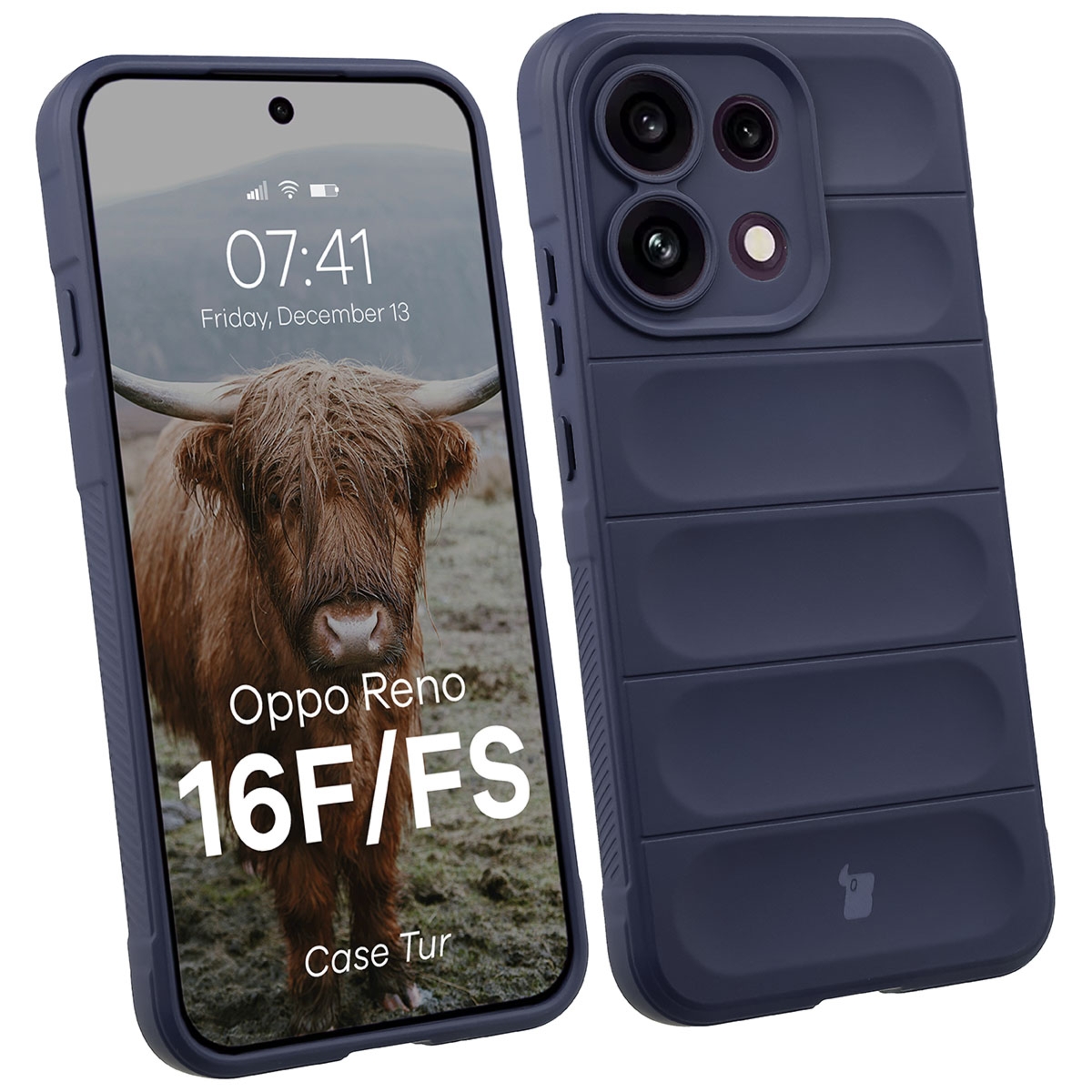 Pancerne etui Bizon Case Tur do Oppo Reno16 F / Reno16 FS 5G, granatowe