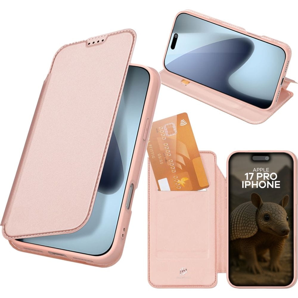 Etui z klapką Dux Ducis Skin Pro do iPhone 17 Pro, różowe