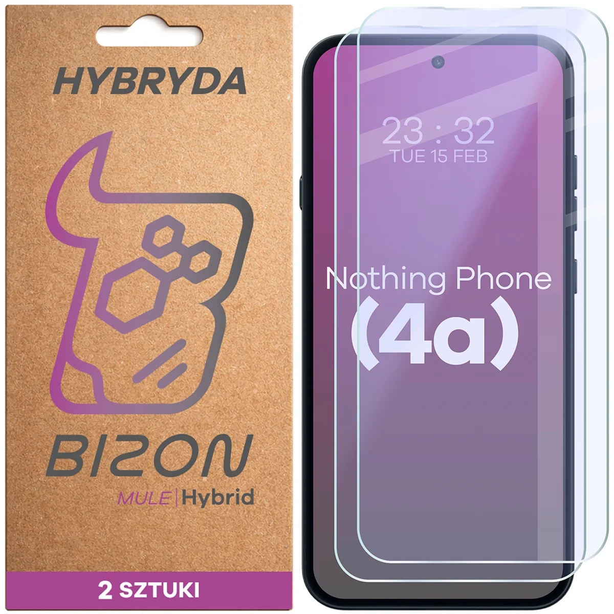 Elastyczne szkło hybrydowe Bizon Hybrid Mule Duo do Nothing Phone (4a), 2 sztuki