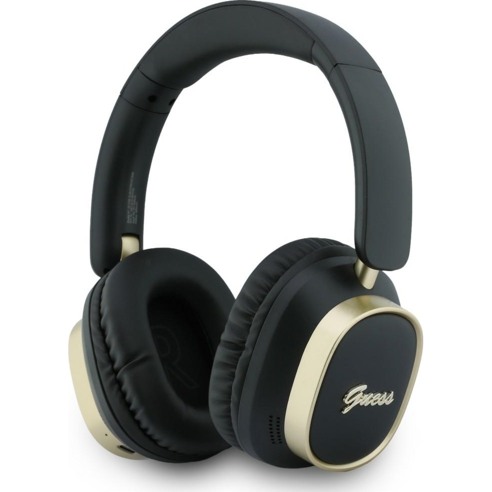 Bezprzewodowe słuchawki nauszne Guess ENC Rectangle Metal Script Bluetooth 5.4, czarne