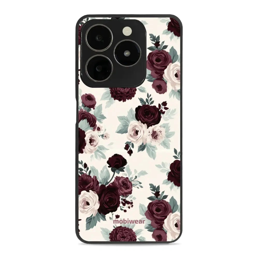 Etui ochronne do realme C61, Mobiwear Glossy Case, róże z szałwią na kremie