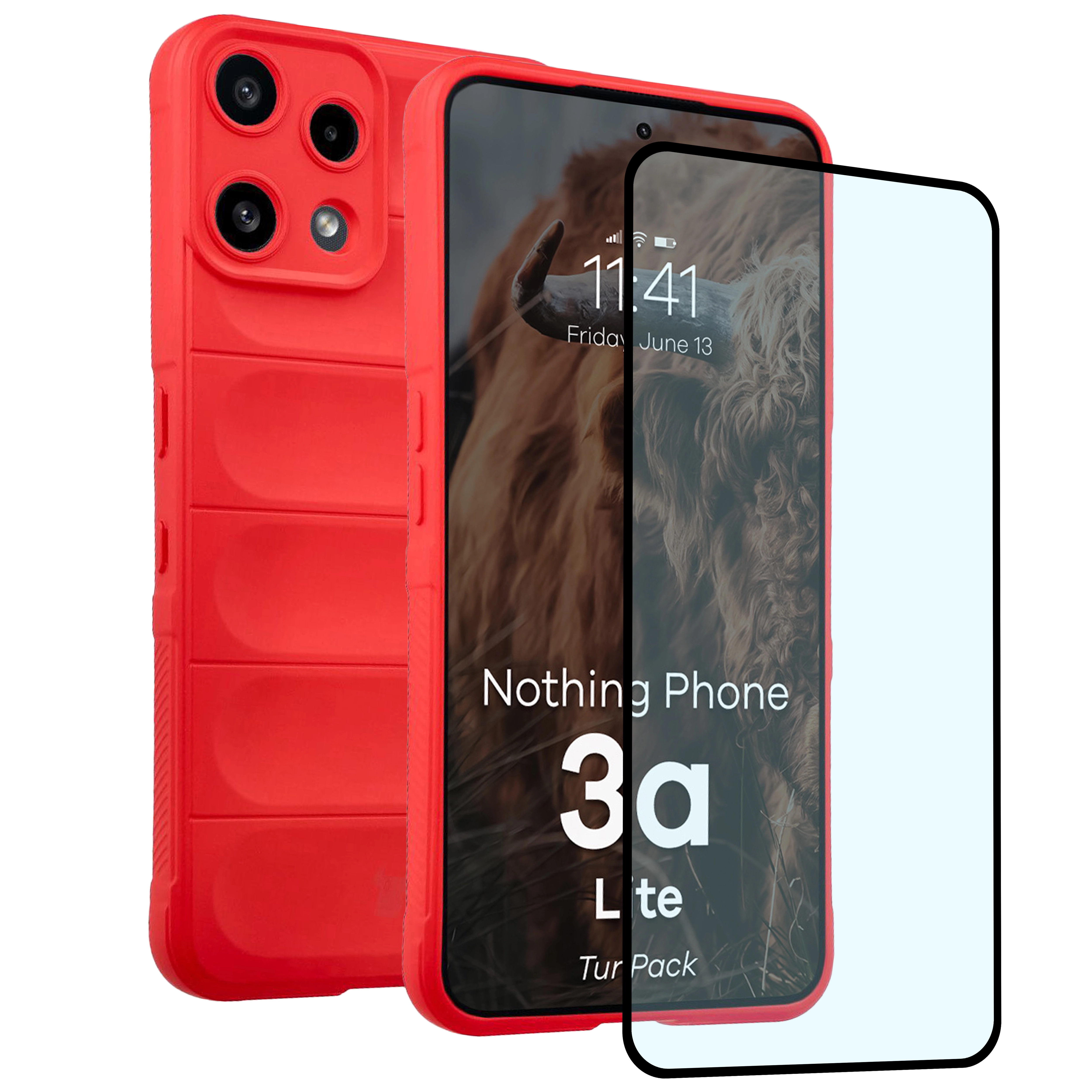 Pancerne etui + szkło hartowane Bizon Tur Pack do Nothing Phone (3a) Lite, czerwone