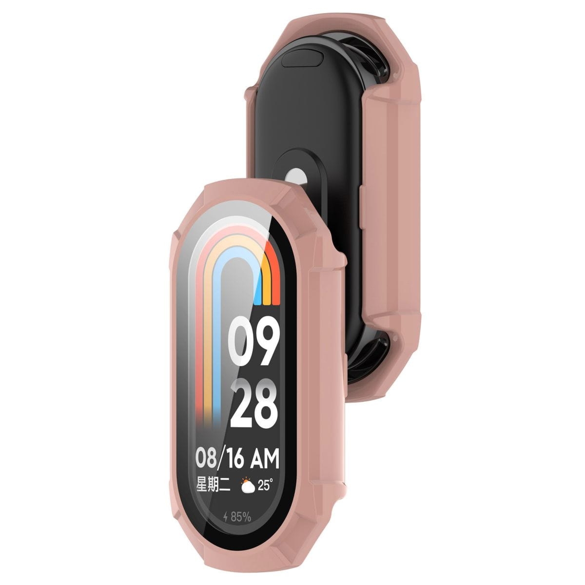 Etui ze szkłem do zegarka Bizon Case Watch Adamo do Xiaomi Smart Band 9, różowy